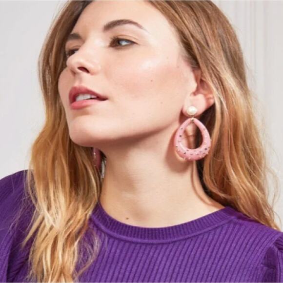 Stella & Dot Bisou Teardrop Pink Pearl Earrings 2 in 1 Valentine's Day Glam - Picture 6 of 7